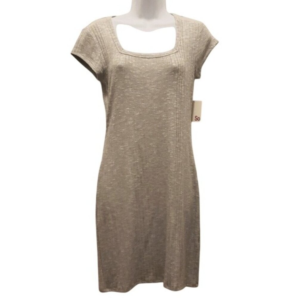 SO Brand Juniors Size Medium Dress New Gray Stretch Casual Ribbed Comfort